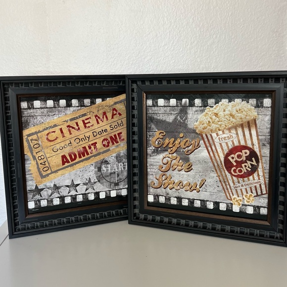 2 Cinema Popcorn Movie Theater Wall Picture Frames. Home Decor Art Hobby Lobby - Picture 1 of 11